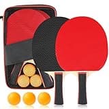Tischtennisschläger Set, Premium Ping Pong Set, Tischtennisschläger mit 2 Tischtennisschlägern, 3 Tischtennisbälle und Tragetasche, für Anfänger, Fortgeschrittene und Familienunterhaltung