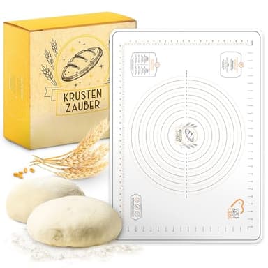 KRUSTENZAUBER Backmatte Silikon als Brot backen Zubehör - 50x70cm BPA-freie Antihaft Teigunterlage zum Ausrollen & Backen - Teigmatte als Backunterlage für alle Teigarten - Silikonmatte für jede Küche