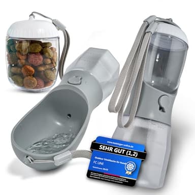 Hundetrinkflasche für unterwegs [300ml] - 3-in-1 Trinkflasche & Napf für unterwegs | Hundeflasche 100% auslaufsicher, BPA-frei & mit Rücklauffunktion | Wasserflasche für kleine & mittelgroße Hunde