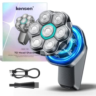 Glatzen Rasierer Herren, kensen Glatzenrasierer 7D Schwebender Kopfrasierer Glatze Wasserdicht Head Shaver Men Magnetische Glatzenschneider Wiederaufladbar Typ-C Glazenrasierer 8100&8600U/Min