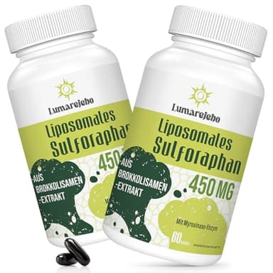 Liposomales Sulforaphan Hochdosiert, 450mg Tagesdosis, Brokkoli Kapseln aus Brokkolisprossen Extrakt, Reich an Aktivem Myrosinase & Sulforaphan, 5X Advanced Formula (120 Kapseln)