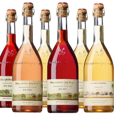 6er Probierpaket "Geiger" Alkoholfrei Prickelnd, Jörg Geiger mit Gratis Sektverschluss