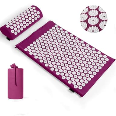 Akupressurmatte, Akupunktur matte, Akkupressmatte zur Linderung von Nacken und Rückenschmerzen, Acupressure Mat mit Muskelentspannung und Stressabbau, Shiatsu matte zur Ischiasentlastung, Lila Weiß