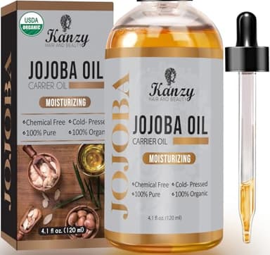 Kanzy Jojobaöl Bio Kaltgepresst 100% Reines Gold, 120ml für Haut, Haare und Nägel, Gesichtsöl und Körperöl, Vegan & Hexanfrei, Bio Jojobaöl, Anti-Falten, Natürliche Intensiv Feuchtigkeitspflege
