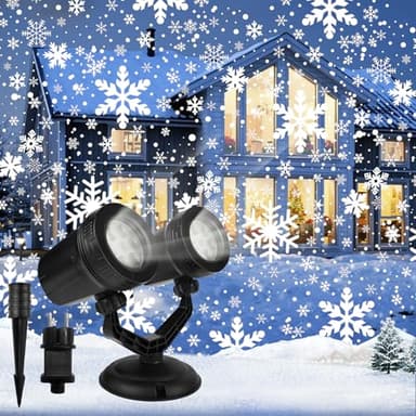 Projektor Weihnachten Aussen,Upgrade Heller HD Snowfall LED Schneeflocken Projektor,IP65 Wasserdicht Weihnachtsprojektor mit Schneefall Lichter Effekt für Weihnachten Dekorationen Außen Innen (02)