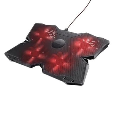 Trust Gaming GXT 278 Yozu Laptop-Kühler, Ständer für 17,3 Zoll Gaming-Laptops, Rotlicht, USB-Stromkabel, Kühlpad mit 3 Positionen, Höhenverstellbar Notebook-Kühlständer - Schwarz