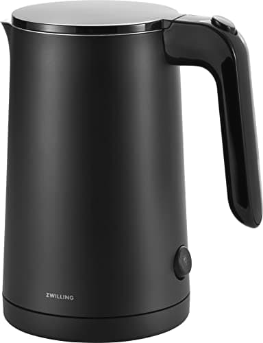 ZWILLING ENFINIGY Wasserkocher mit Edelstahl-Kalkfilter, Überhitzungsschutz, Kabellos, 1850 Watt, 1,0 Liter, Schwarz