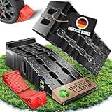 MASKO® Auffahrrampe 2er Set | Auffahrkeile bis 7 t Traglast | KFZ-Rampe mit Überfahrschutz | Verladerampe rutschfest, robust und extra breit | Garagenrampen Autorampe Ölwechsel und Reparatur