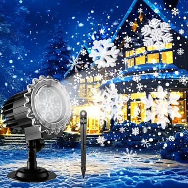 Segotendy Projektor Weihnachten Aussen,Upgrade Heller HD Snowfall LED Schneeflocken Projektor, Wasserdicht Christmas Lights, Projektionslampe für Weihnachtsdeko Weihnachtsbeleuchtung Aussen Innen