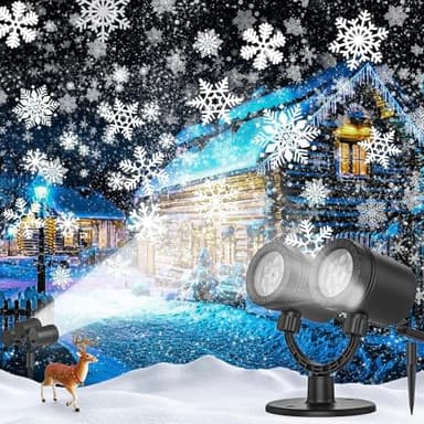 SZGIARUY Schneeflocken Weihnachtsdeko Outdoor Projektor LED Licht Doppelkop Wasserdichte Weihnachtsbeleuchtung Aaußen für laser projektor outdoor für Gartenpartys zu Hause [Energieklasse A]