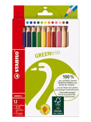 STABILO - Umweltfreundlicher Dreikant-Buntstift - GREENtrio - 12er Pack