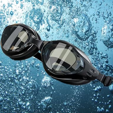 HSTWODE Optische Schwimmbrille mit Sehstärke | Dioptrien: -0 bis -6,0 | Schwarz und Rosa | Anti-Fog | Anti-Beschlag-UV-Schutz| super Paßform | incl Stabiler Box (Schwarz, -3.0)
