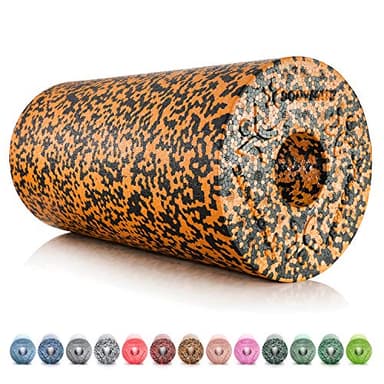 BODYMATE Faszienrolle Standard Mittel-Hart mit Gratis E-Book - Black/Orange Tiger-Orange 30x15cm