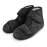 TIESTRA Hausschuhe Herren Diabetiker Breiter Fuß Filzpantoffeln Mit Memory Foam Sohle, Senioren Hausschuhe Verbandschuh Sandalen, Grau 45