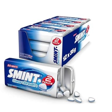 Smint 2 hours Peppermint, 12 Metall-Dosen mit Pfefferminz-Pastillen, zuckerfreie Mints für über 2 Stunden frischen Atem (12 x 50 Stück)