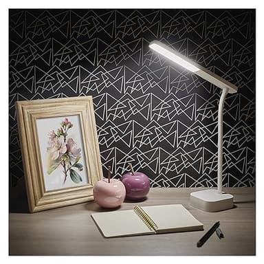EMOS Akku-Schreibtischlampe LUCY, LED-Tischlampe aufladbar via USB, 96h Leuchtdauer, Leistung 2W, Helligkeit 100lm, kabellos, biegsam, stufenlosses Dimmen, 1m USB-Ladekabel, weiß