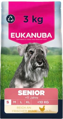 Eukanuba Senior Hundefutter mit frischem Huhn für kleine Rassen, Premium Trockenfutter für ältere Hunde, 3 kg