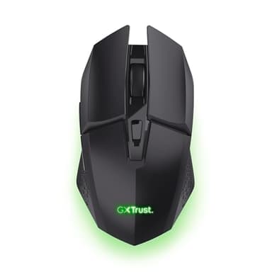 GXTrust 1108 Vylax Wiederaufladbare Kabellose Gaming Maus, 80 Stunden Akkulaufzeit, Verstaubarer USB Empfänger, 800-4800 DPI, LED Beleuchtung, 6 Tasten, Wireless Mouse für PC Laptop, Schwarz