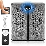 EMS Fußmassagegerät Elektrisch, 19 Intensitäten USB Shiatsu Fußmassagematte mit 8 Modi, Tragbares EMS Fußmassagegerät Faltbares mit Fernbedienung zur Durchblutungs und Muskelschmerzlinderung(Schwarz)