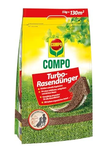 COMPO Turbo-Rasendünger - leistungsstarker Rasendünger für alle Rasenflächen - für schnelle Ergebnisse - 5 kg für 130 m²
