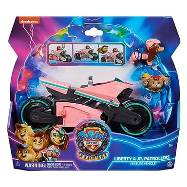 PAW Patrol The Mighty Movie - Motorrad Spielzeugfahrzeug mit Mighty Pups Liberty und Junior Patroller Spielfiguren