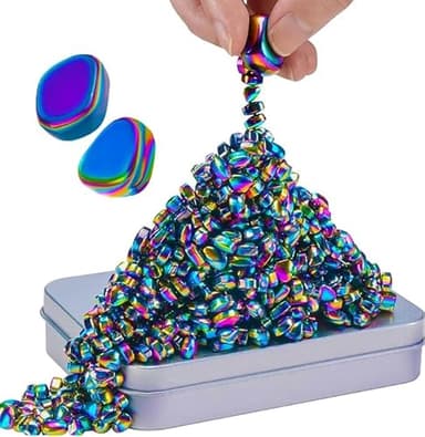 Coolden 500+ Stück Magnet Steine Set, Bunte Magnetsteine Stresskiller mit 2 Große Magnetic Steine für Stressabbau Kreativität ASMR ADHS, Fidget Magnets Spiel Geschenk für Erwachsene Jungen Mädchen