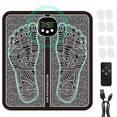 EMS Fußmassagegerät, Fußmassagegerät Elektrisch – Elektrische Massagematte, Fussmassagegerät, Elektronischer Muskelstimulator, LED-Display, Rücken- und Beinmassage mit 8 Modi und 19 Intensitäten