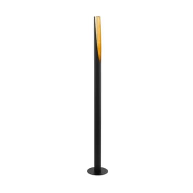 EGLO Stehlampe Barbotto, Eck Standleuchte, Stablampe aus Metall in Schwarz und Gold, GU10 Fassung, inkl. Trittschalter