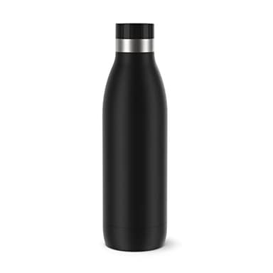Emsa Bludrop Isolier-Trinkflasche, 0,7 Liter, 100% dicht, Quick-Press Verschluss, Ergonomischer 360° Trinkgenuss,12h warm, 24h kühl, einfache Reinigung, Edelstahl, Pulverbeschichtung, Schwarz, N31109