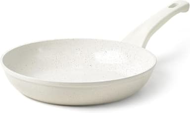 Innerwell Antihaft Bratpfanne 20 cm, Pfanne Induktion mit Keramik Antihaftbeschichtung in Profiqualität, Kleine Omelette Pfanne, Gesunde Granit Pan, Backofenfest, PFOA-frei, Spülmaschinenfest, Weiß