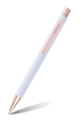 Online Kugelschreiber Soft Metal, Druckkugelschreiber aus Aluminium, auswechselbare Großraum-Mine, Schreibfarbe blau, dokumentenecht, White Rose mit Softtouch Feeling, Metallclip