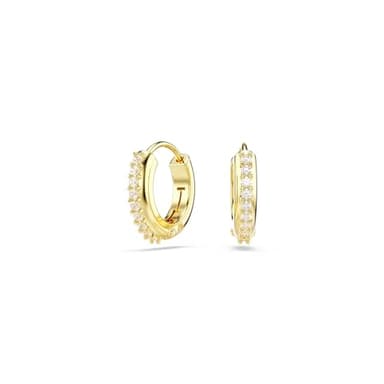 Swarovski Matrix Kreolen, Weiße, Vergoldete Ohrringe mit Strahlenden Swarovski Kristallen im Rundschliff