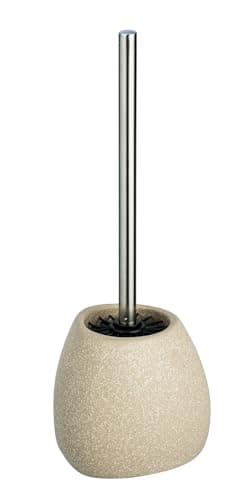 WENKO Keramik WC-Garnitur Mod. Pion hygienische Silikonbürste selbstreinigend in dreieckiger Form für Bad und Gäste-WC Maße 12,5 x 38,5 x 12 cm Farbe beige