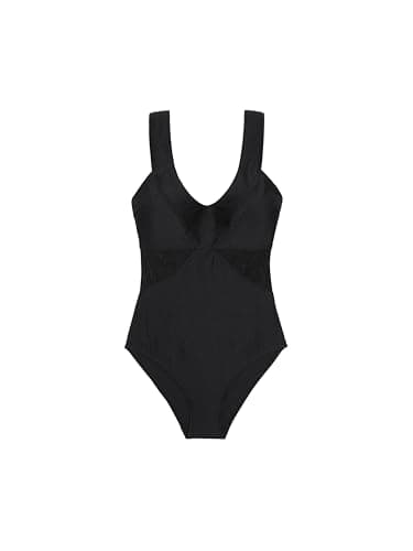 Dorina Saint Tropez Shaping-Badeanzug mit abnehmbaren Polstern, bügelloses Design, breite Träger, Mikro-Textilgewebe & Powermesh, Hakenverschluss am Rücken, Schwarz