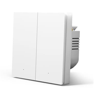 MVAVA ZigBee Lichtschalter, Smart Wandschalter Alexa und Google Home Work mit Tuya, 86mm Lichtschalter Unterputz, Wandlichtschalter Kunststoffplatte (Neutrale Leitung Benötigt) 2 Fach 1 Weg Weiß