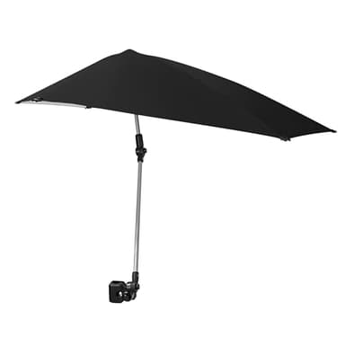 Versa-Brella Verstellbarer Sonnenschirm - 107 cm, mit 360° 3-Wege-Schwenk, UPF 50+ Schutz, leicht & kompakt für Stühle, Kinderwagen, Strand, Camping, Sport und Outdoor-Aktivitäten - Schwarz