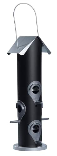 Windhager Futtersäule Saatmischung, Vogelfutterstation Futterspender Vogelfuttersilo, aus Metall, inkl. Aufhängeöse, 13,5 x 13,5 x 35 cm, 06969, Anthrazit