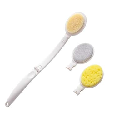 Wenrescry Rückenbürste, Eincremehilfe für rücken, Rückencremer mit Langem Stiel, Dusch Bürste, 3-in-1 Rückenschrubber und Lotion Applikator für Dusche, 3 Austauschbare Köpfe