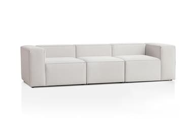 Genua Modular Sofa 3-Sitzer, individuell kombinierbare Wohnlandschaft bestehend aus Sitzelement mit Armteil links und rechts + Sitzelement ohne Armteil - strapazierfähiges Möbelgewebe, weiß