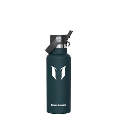 Super Sparrow Trinkflasche Edelstahl - Ultraleicht Thermobecher - 500ml - Standardmund Stroh-Deckel - BPA-Frei Thermoskanne, Thermosflasche für Sport, Travel, Schule, Outdoor