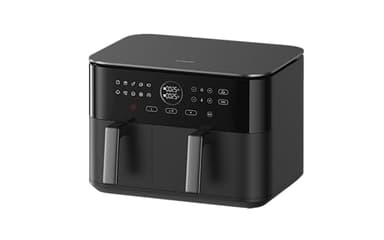 Xiaomi Dual Zone Air Fryer 10L, 2 Fächer 3,5L und 6,5L, 230°C, SYNC-Funktion, 9 Modi, 2700W, fettarm, Touch-Bedienung, spülmaschinenfest, Schwarz