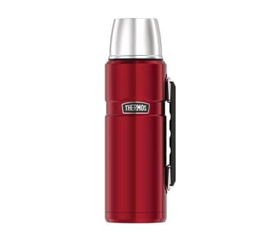 Thermos Stainless King Thermosflasche rot 1,20l - Edelstahl, absolut dicht, mit Trinkbecher und Griff, 12h heiß & 24h kalt, spülmaschinenfest, BPA-frei