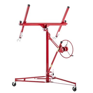 Jaxilyn XXL Plattenheber Traglast bis 68 kg Arbeitshöhe 140-350 cm Max. Breite 2,90 m, 1-Mann-Bedienung Trockenbau Montagehilfe Mit 3 Bremse-Rädern für Innenausbau Rot