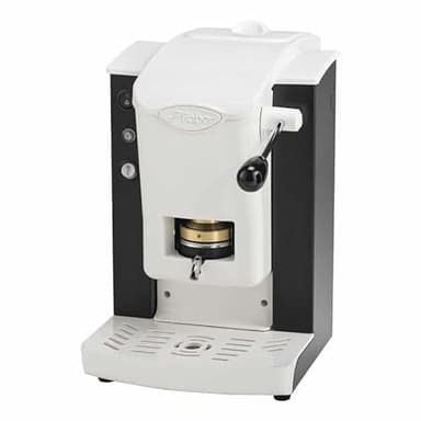 FABER COFFEE MACHINES | Modell Slot Plast | Kaffeemaschine für ESE-Pads 44 mm | Farbe Schwarz Kunststoff Weiß | Padpresse aus Messing
