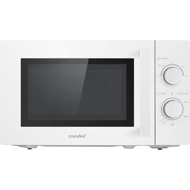 Comfee CMSN 20 wh Mikrowelle / Solo-Mikrowelle mit 5 Leistungsstufen/ Innenbeleuchtung/ easy Defrost/360°Drehteller / Zwei Drehregler/20L/700W/ Weiß, Mechanisch