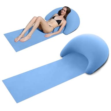 ROUSKY Strandmatte mit aufblasbarem Kissen, tragbare Matte, 178,8 x 76,2 cm (Blau)