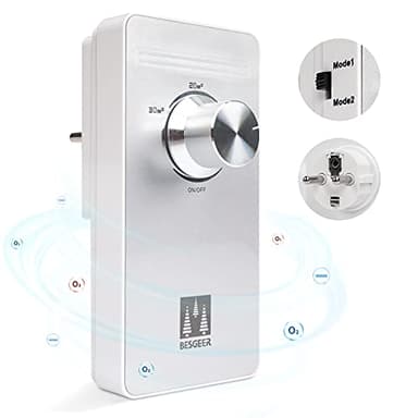 Ozongenerator Luftreiniger, Sterilisator Geruchskiller, Air Purifier, Air Ozonizer Generator für Zimmer, Badezimmer, Haustiere, Formaldehyd und Geruch, Hohe Effizienz - Silber