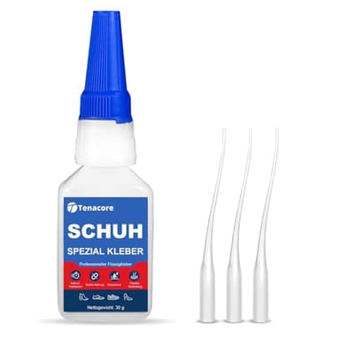 Tenacore Schuhkleber Extra Stark Wasserfest, Schuhsohlenkleber, Lederkleber, Transparent und Schnelltrocknend, für Schuhe, Sneaker, Turnschuhe und Leder (30g)