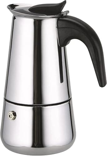 HOME SOLAZZIA Espressokocher aus Edelstahl für 4 Tassen 200 ml Kompatibel mit Gas, Ceranfeld und Elektroherd. Verwendung zu Hause und im Büro. Moka-Kaffeemaschine (4 Tassen 200 ml)