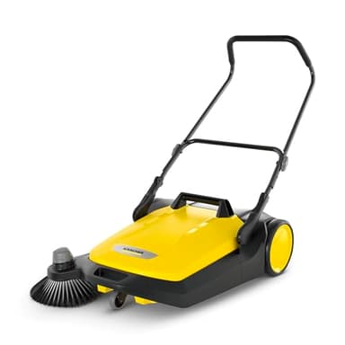Karcher Kehrmaschine S 6 (Max. Flächenleistung: 2500 m²/h, 1 Seitenbesen, Kehrbehälter: 38 l, Arbeitsbreite: 670 mm, ergonomisch Schubbügel, selbststehender Kehrbehälter), Gelb/Schwarz